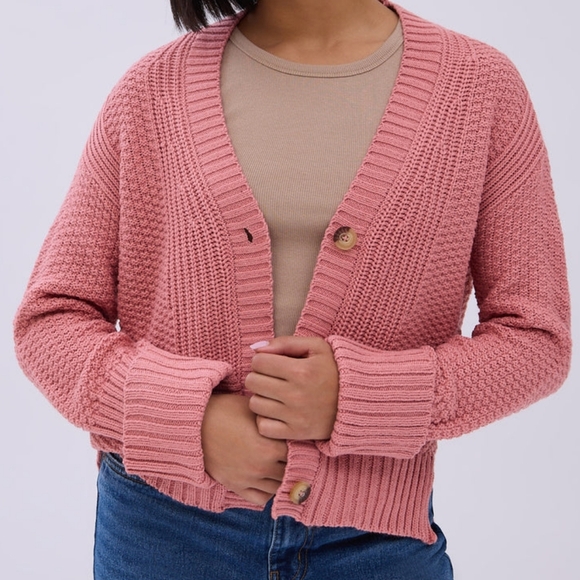 Pink Chunky Knit Cardigan - Picture 7 of 7